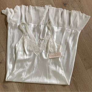 NWT LINEA DONATELLA Chemise Slip Dress Bridal Ivory Size Small Draped Bottom